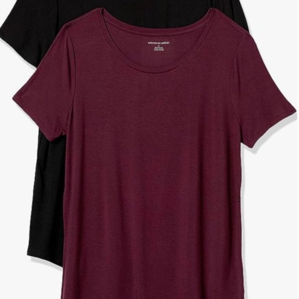 Amazon Essentials Women's Short-Sleeve Scoop-neck Tunic t-shirt Pack of 2